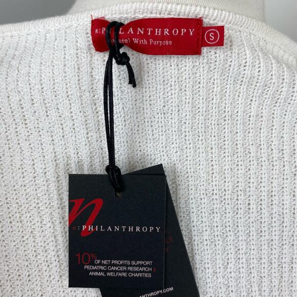 n:PHILANTHROPY White Ribbed Knit Open Cardigan Small NEW NWT - Picture 8 of 9
